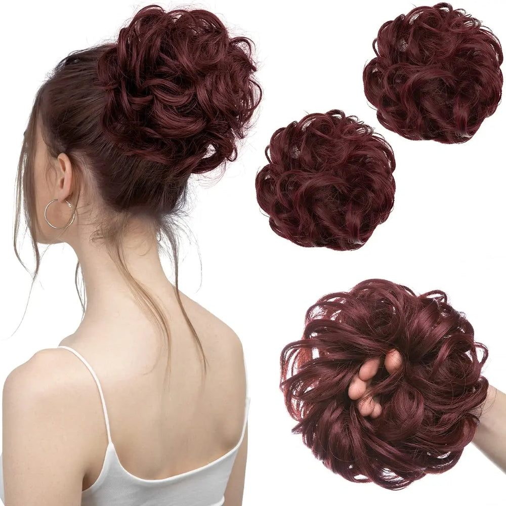 Hair Bun - Wine Red